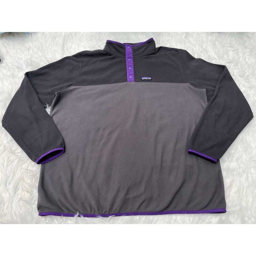 Patagonia Micro D Snap T Fleece Pullover Forge Grey Purple Size XL